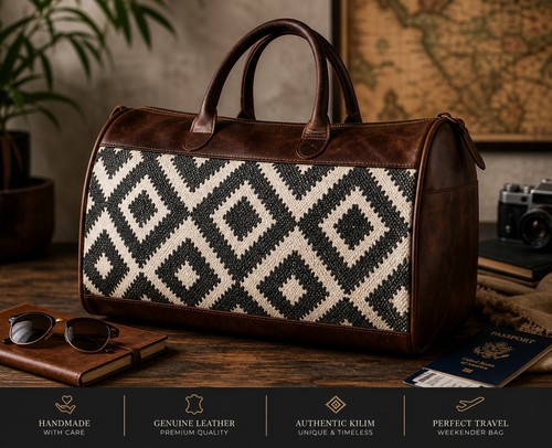 Leder kelim weekender - kelim, tasche