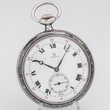 51,5 mm ø - Antike OMEGA Niello/Tula-Silber 900 Herren Taschenuhr - aus 1919