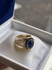 Lapislazuli Designer Gelbgold Ring 585 14k Feine Goldschmiedearbeit RG52 4,34g