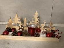 Weihnachtsdekoration Holztablett Kerzenhalter Tischdeko Deko Weihnachten Rot