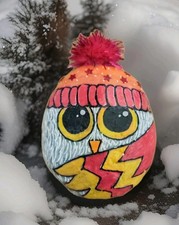 Bemalter Stein? Eule mit Mütze ca5,5×8cm
