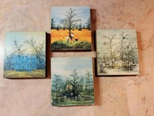 4x Jahreszeiten Baum Wandbilder 8cm Ivan Lackovic Croata Bild bunt matt klein