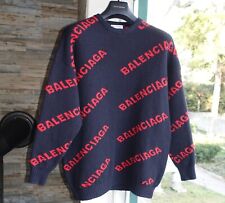 BALENCIAGA SWEATER XS pulli pullover black oversize oversized monogram logo wool