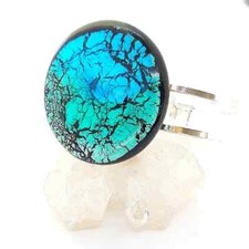 Muranoglas Armspange Armband Scharnier 3cm Glasstein blau türkis handgefertigt