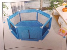 Queiting Baby Laufstall Netz-Seitenfenster Sechseckiger Gitterzaun 128x110x65cm