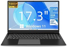 SGIN 17,3 Zoll Laptop Intel Celeron Dual-Core 8GB RAM 512GB SSD FHD Windows 11