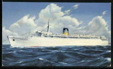 Q.S.S. Arkadia auf hoher See, Passagierschiff, Ansichtskarte 