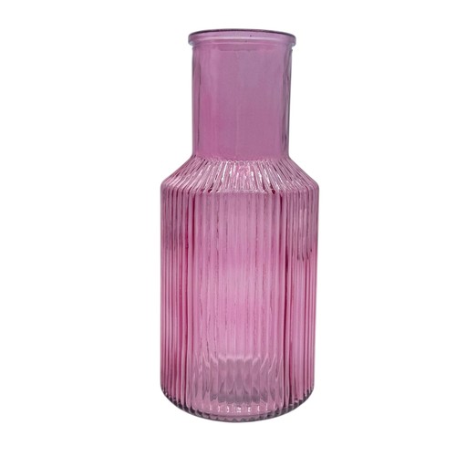 Glas vase geriffelt pink - geriffelt,