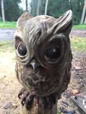 Eule aus Holz, garten Deko Carving !