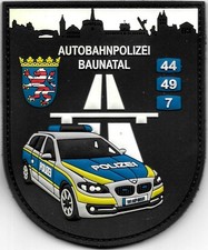 Polizei HESSEN Rubber Patch AUTOBAHNPOLIZEI BAUNATAL PASt Abzeichen KLETT - PVC