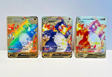 Pokemon Karten Glurak VMAX Gold Metallkarten 3er Set – Fan Edition– Geschenkidee