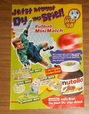 Seltene Werbung Ferrero Nutella Fußball Mini Match 1998
