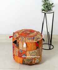 Bohemian Flickwerk Hocker Abdeckung Ottomane Ethnisch Indien Dekor Fuß 45.7cm