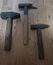 3 x alte Hammer mit Holzstiel Vintage Werkzeug