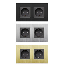 Alu 2 Fach Steckdose Schuko