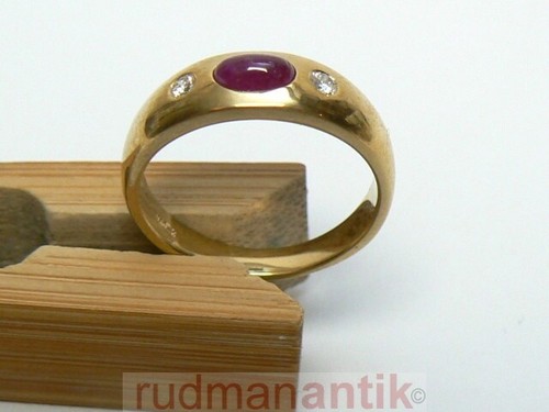 Ring gold 585 rubincabochon - rubincabochon, +