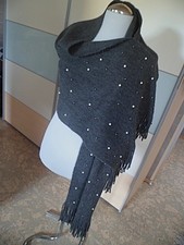 sOliver,Schal,Tuch,Wolle,grau,sehr weich,XXL,mit Perlen,trendy.