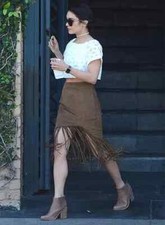 Leder Fransen Damen Rock Braun