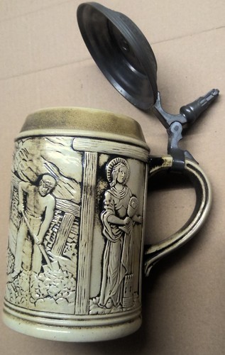 Bierkrug mit zinndeckel - mit,