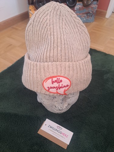 Zwillingsherz mütze beige mit - mütze,