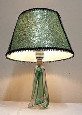 Tischlampe Unterfangglas mint Val St Lambert 70er Lamplove Paillettenschirm rar