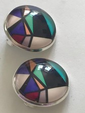 Ohrclips / silberfarbene Fassung / 20 mm Glascabochon / Spezialglas