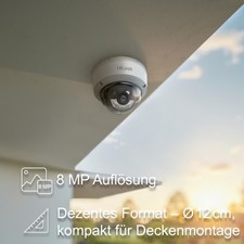 HiLook by Hikvision 4K Dome Überwachungskamera | 8MP Ultra-HD | PoE Außen Kamera