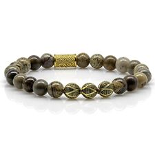 Yellow Flower Stone Armband Bracelet Perlenarmband 925 St. Silber Kugel 18k Gold