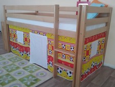 Hochbett Vorhang Umrandung Kinder 2-teilig Spiel Bett Fussball Rot