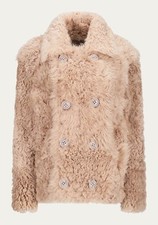 Damen Lammfelljacke Curly Sue Hellbeige zum Wenden Winterjacke Felljacke 