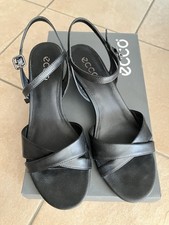 ECCO Damen Sandalen Gr 38 Schwarz Leder Sehr Guter Zustand