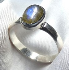 ?Ring 925 Silber Gr 15,6 (49) Labradorit Cabochon mit Blauschimmer UNIKAT?