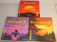 3 x Siedler von Catan_HOLZ_Basisspiel_Die Seefahrer_Städte und Ritter_vollständi