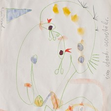 Horst Hussel Staatssekretär Aquarell Farbstift Collage 1997 signiert datiert