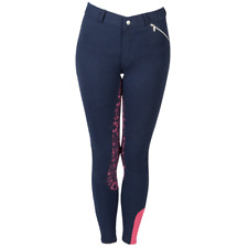 PFIFF 102604 Reithose Zahra Silikon-Vollbesatz Kinderreithose, Blau-Pink, 110