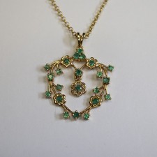 Exklusiver Smaragd Kettenanhänger + Kette beides 585 Gold 3,5/42 cm= 5,2g