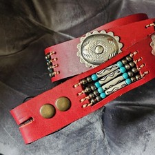 Hairpipe - Gürtel Ledergürtel Westerngürtel Cowboygürtel Country Leder  in Rot