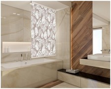 HALB-KASSETTEN DUSCHROLLO HAVANNA BRAUN BEIGE WEISS BLÄTTER 13 BREITEN ZUR WAHL