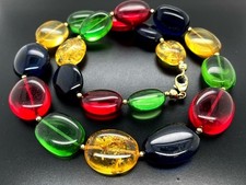 COLLIER 375/-GELBGOLD MIT BERNSTEIN BEH. & HÄMATIT BEH. SOGNI D'ORO  SCHMUCKJAGD