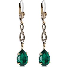 Jugendstil Ohrringe mit Markenkristallen Gold Grün NOBEL SCHMUCK