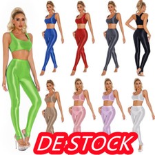 DE~Frauen Bluse Strumpfhosen Set U-Ausschnitt Weste Mit Hose Gymnastik Anzüge