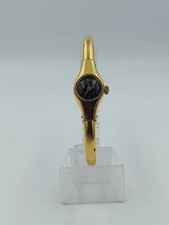 Damen Armspange Uhr Goldfarben Schwarz Zifferblatt Vintage