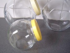 3x Vintage VORRATSGLAS Glas Bonbonglas Kaufmannsglas Schrägglas (Bormioli u.a.)