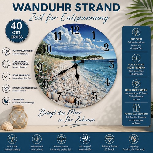 Wanduhr meer strand druck - 2d,