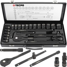 TECPO KRAFT STECKSCHLÜSSEL SATZ 1/2 ZOLL RATSCHEN-KASTEN NUSS SET 10-32 mm NÜSSE
