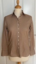 Umani Damenbluse, Gr.M, beige weiß kariert, Bluse mit Schärpe, Vichy-Karo