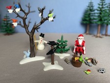 Playmobil Konvolut Winter Weihnachtsmann Schneemann Baum Zaun Vögel Futterstelle