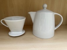 Kaffeekanne mit Deckel  + Filter Porzellan weiß 1,1 l  neu Made in Europe