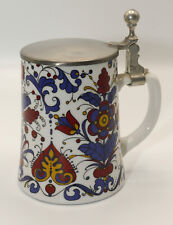 Bierkrug Bierseidel Krug mit Zinndeckel - Porzellan BMF