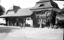 orig. NEGATIV Vitznau Schweiz, Bahnhof Autogarage der Rigi-Bahn, 1930er